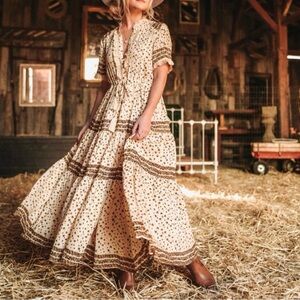 Free People Rare Feelings Cream Floral Maxi Dress